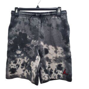 Jordan Boy's Charcoal Acid Tie Dye Pull On Embroidered Jump Man Sweat Shorts L